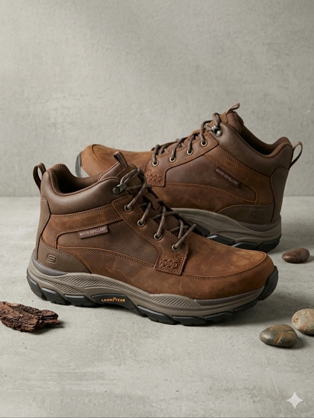 Skechers Relaxed Fit Relment Pelmo Brown Waterproof Hiking Boots - Men's Size 11 - Picture 1 of 6